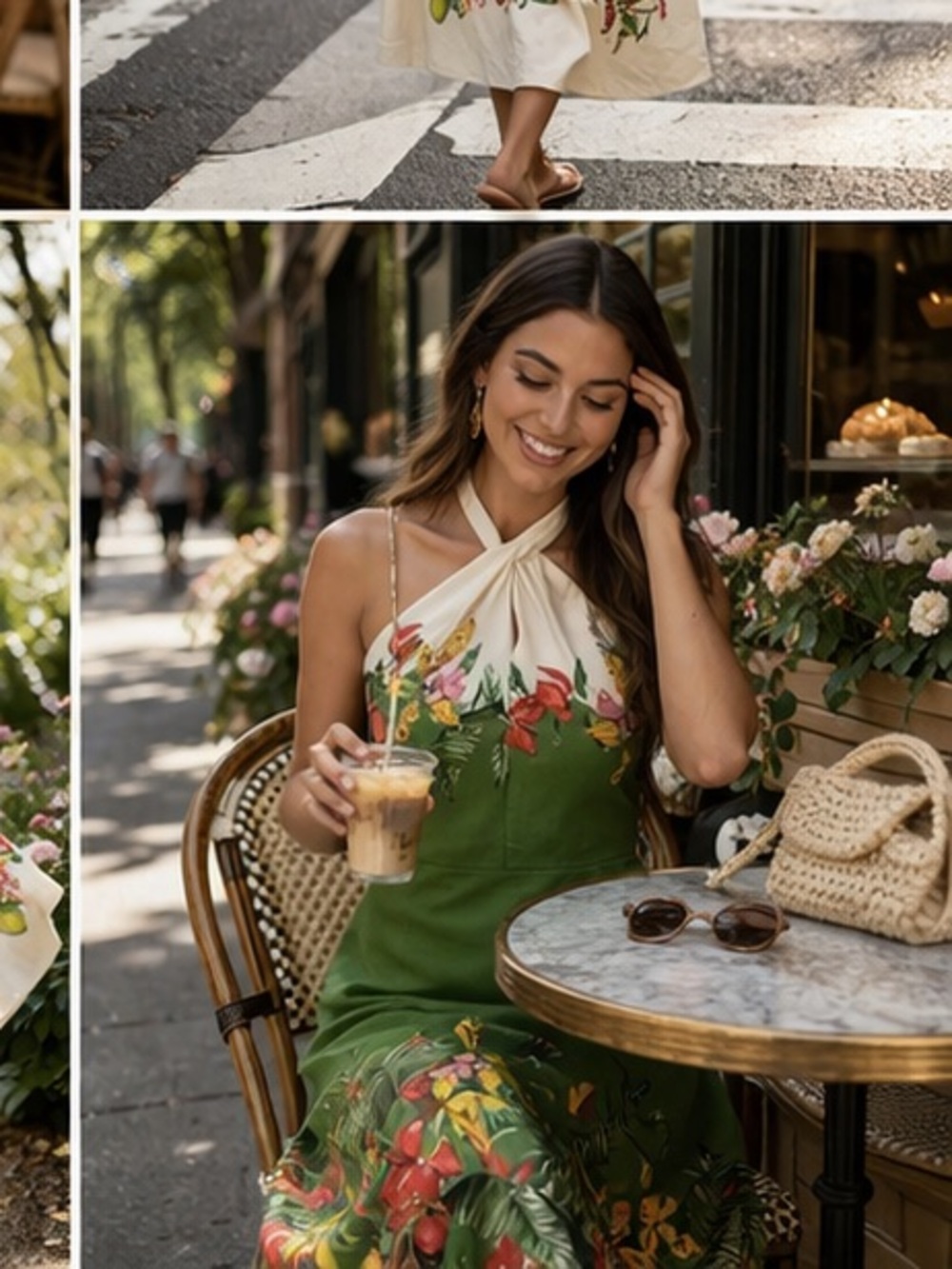 H&M Premium women's Linen-blend Green and Floral Midi Dress - Picture 15 of 15